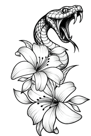Serpiente y flores